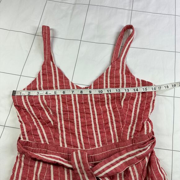 Anthropologie Ett Twa Jumpsuit Womens Small Red Robin Seersucker Stripe Belt Tie - Picture 8 of 14